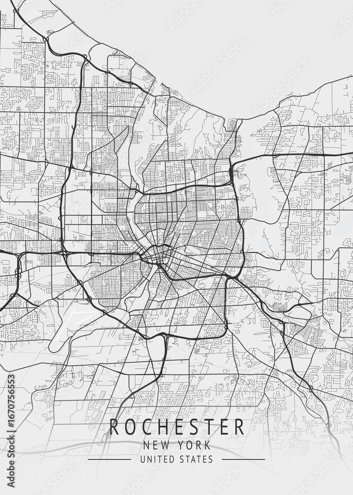 Obraz premium Rochester - New York - US Gray Map Art