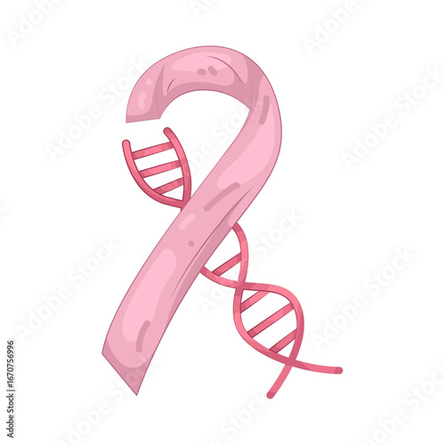 Illustration of Breast Cancer Ribbon With DNA