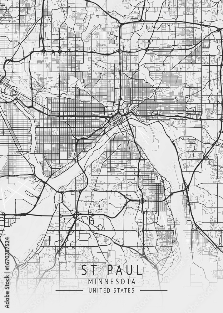 Naklejka premium St Paul - Minnesota - US Gray Map Art