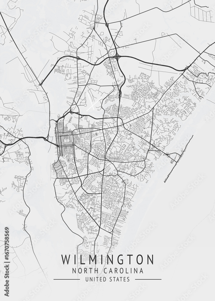Obraz premium Wilmington - North Carolina - US Gray Map Art