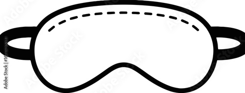 Sleep mask with straps in simple black outline design  