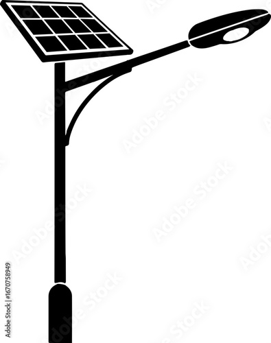 Solar street lamp with panel in modern design  