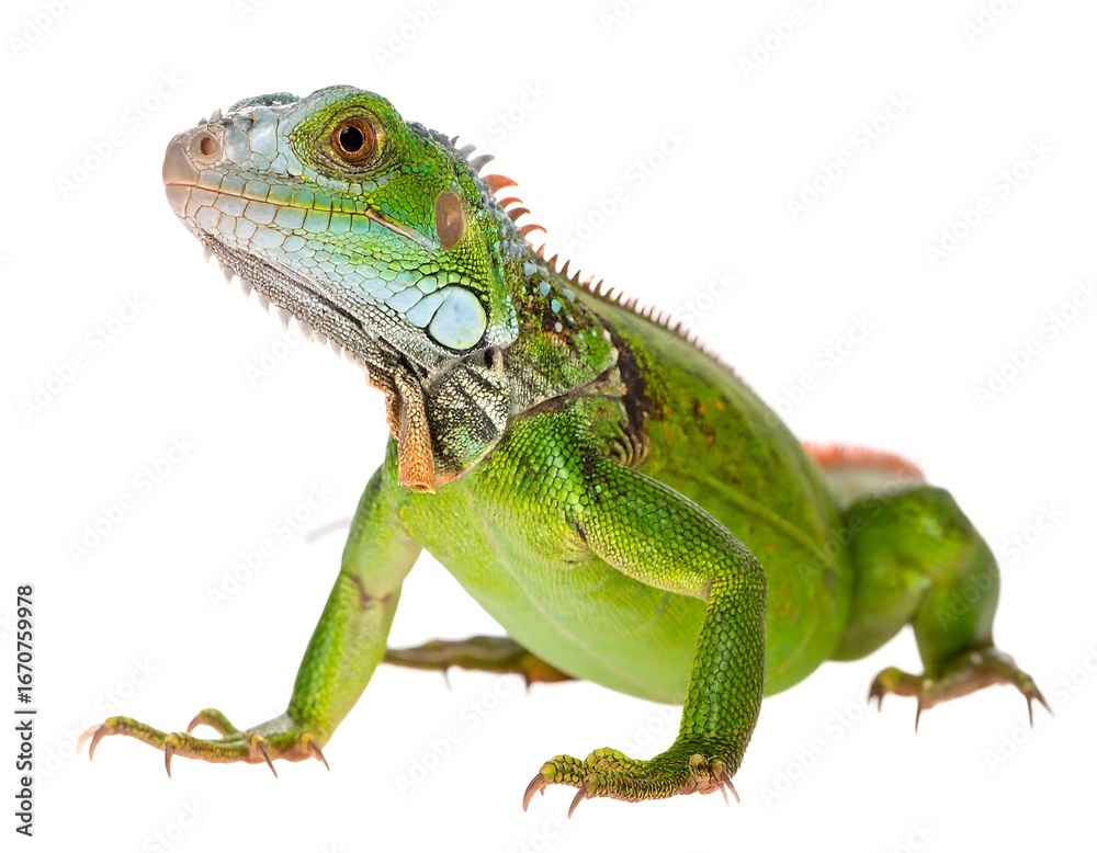 Obraz premium Green iguana, profile view, studio shot