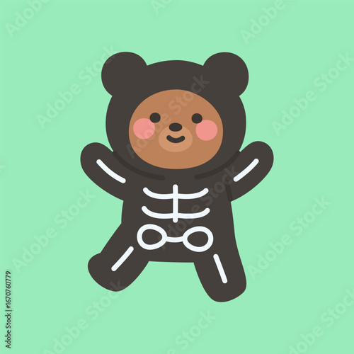 Skeleton Teddy Bear Costume with Arms Raised