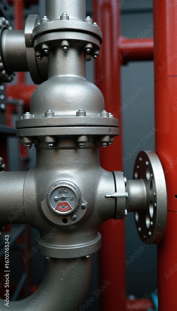 Obraz premium Featuring urban communication systems, complex industrial piping connects infrastructure. This urban communication systems setup reflects modern engineering.