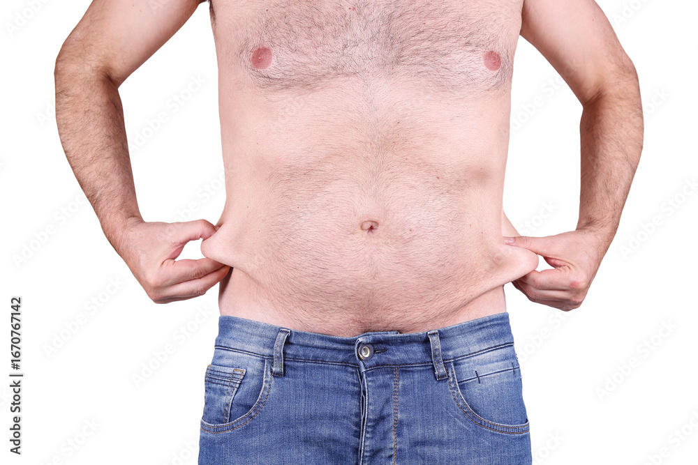 Naklejka premium man with belly fat isolated.