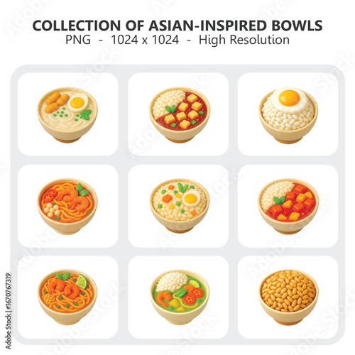 Collection of asian-inspired bowls (Rice bowls ) 