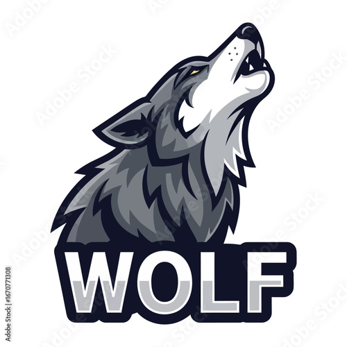 Illustration of a Wolf with a Powerful Howl: A striking illustration of a wolf, rendered in monochrome and with dynamic design, capturing its wild, powerful howl.