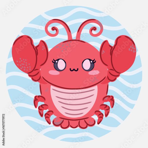 Cute kawaii  in cartoon style. Funny sea character for children's designs, posters, stickers and printed products
