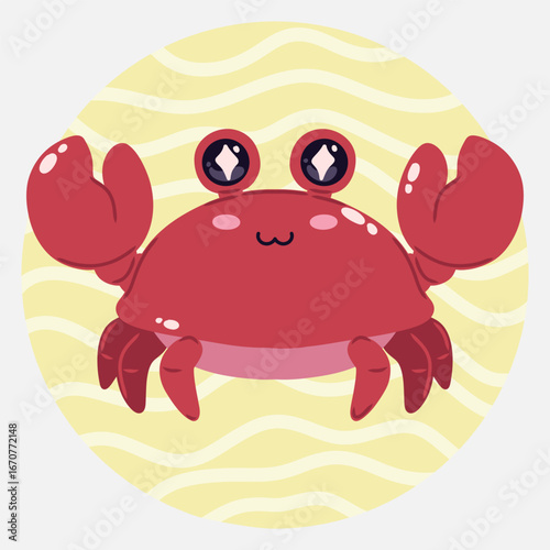 Cute kawaii  in cartoon style. Funny sea character for children's designs, posters, stickers and printed products