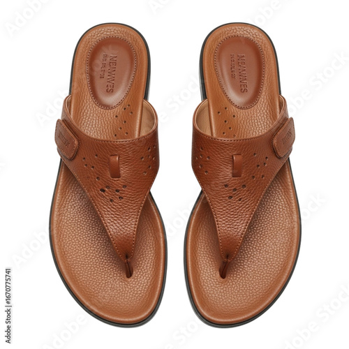 Stylish brown leather thong sandals for women comfortable casual flip-flop footwear