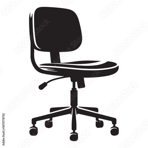 Black silhouette of an office chair with five wheels black and white furniture