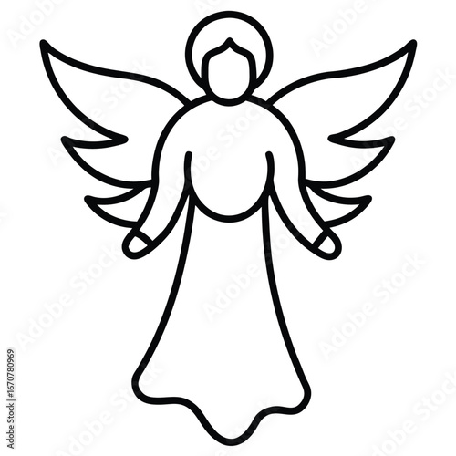 angel flying line art icon