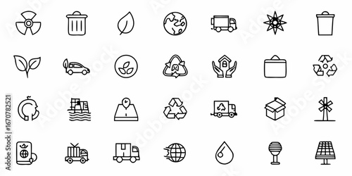 Vibrant collection of eco friendly icons capturing sustainability and green initiatives for modern design projects
