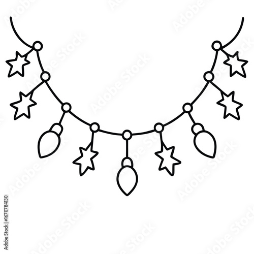 christmas garland line art icon