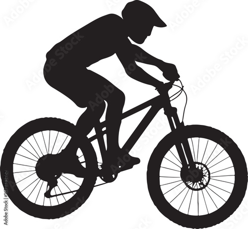 Silhouette of a person riding a mountain bike cyclist sport