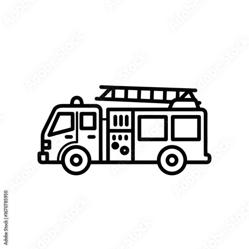 Fire Truck Vector Icon for Emergency Response  