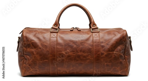 Genuine distressed leather duffel bag for weekend travel and gym workouts