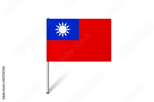 Taiwan flag - map pin flag representing a country cultural identity and heritage. The essence of national pride and unity. Map pin flag stuck in a white background