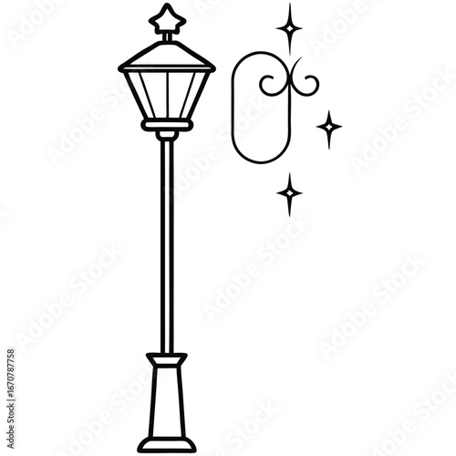 holiday street light line art icon