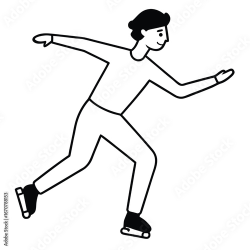 ice skater line art icon
