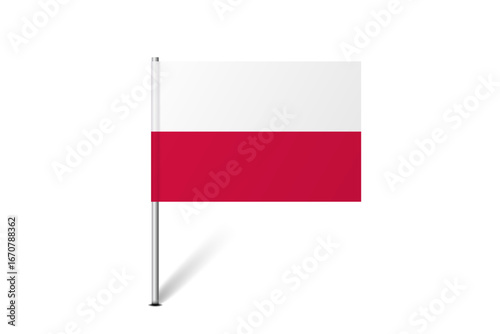 Free Download Poland flag - map pin flag representing a country cultural identity and heritage. The essence of national pride and unity. Map pin flag stuck in a white background - GFXLoad