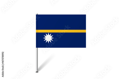 Nauru flag - map pin flag representing a country cultural identity and heritage. The essence of national pride and unity. Map pin flag stuck in a white background
