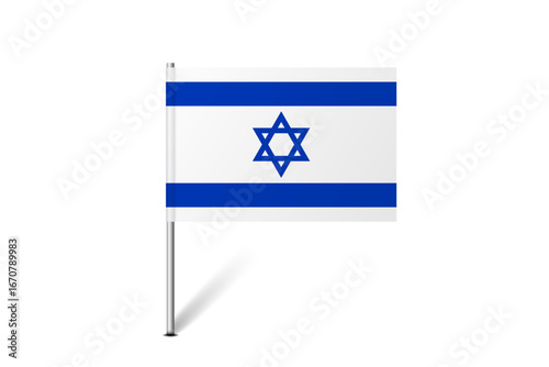 Israel flag - map pin flag representing a country cultural identity and heritage. The essence of national pride and unity. Map pin flag stuck in a white background