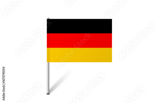 Germany flag - map pin flag representing a country cultural identity and heritage. The essence of national pride and unity. Map pin flag stuck in a white background