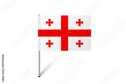 Georgia flag - map pin flag representing a country cultural identity and heritage. The essence of national pride and unity. Map pin flag stuck in a white background