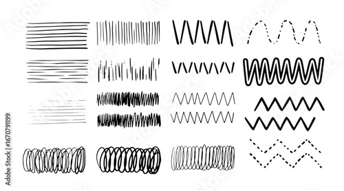 Vector zig zag set background. Geometry group batik graphic. Hand drawn doodle painting. Design illustration brush stroke. Art backdrop vector concept. Black color. Wave