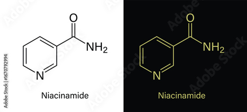 Niacinamide, eco cosmetics icon. Niacinamide stamp, badge or sticker. Organic skin care component. Vector