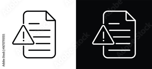 Corrupted file icon . Corrupted file logo, badge, icon, sticker, label, emblem, stamp, symbol, black, line, flat vector, isolated illustration. 