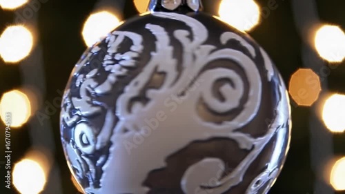 Festive Season Orb Silver White Metallic Adornment Closeup