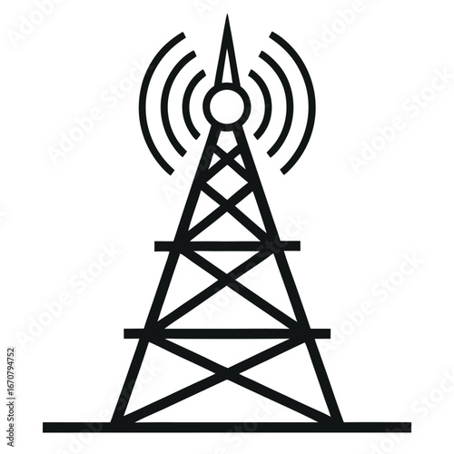 A radio tower with a communication antenna is a symbol of wireless technology and broadcasting