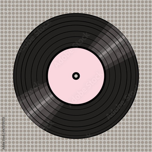 Vinyl disk retro player style illustration vector art decor design 70s, 80s, 90s music pattern