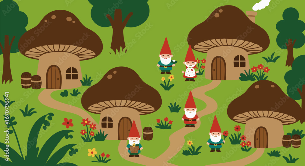 Obraz premium Whimsical Gnomes in Forest