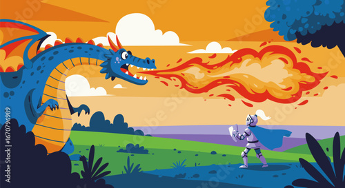 Mythical Dragon in a Landscape
