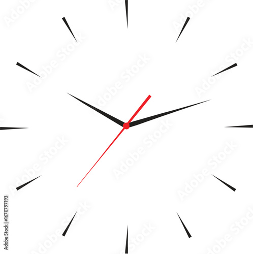 Simple and classic round analog wall clock vector isolated on white background.