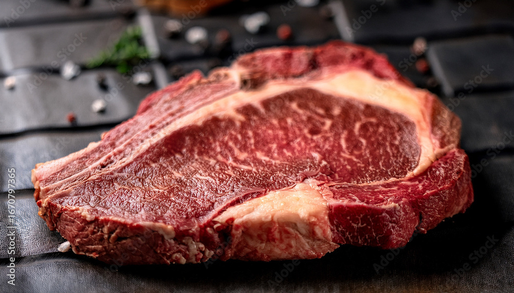 Fototapeta premium gourmet ribeye steak slices with rich marbling perfectly cut for culinary masterpieces and grilling