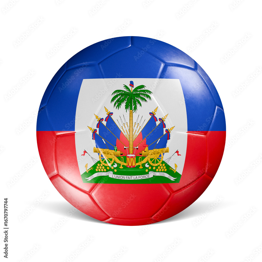 Obraz premium Soccer ball with Haiti flag 3d render front view