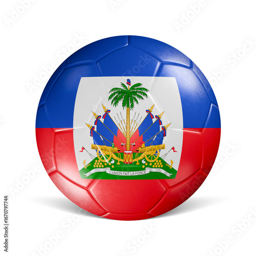 Soccer ball with Haiti flag 3d render front view