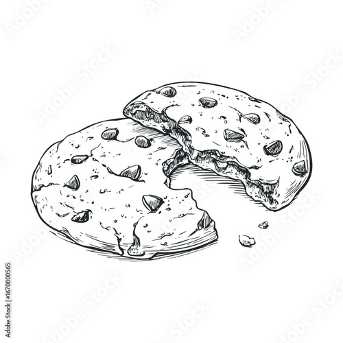 Delicious chocolate chip cookies ready to be enjoyed. Vector illustration