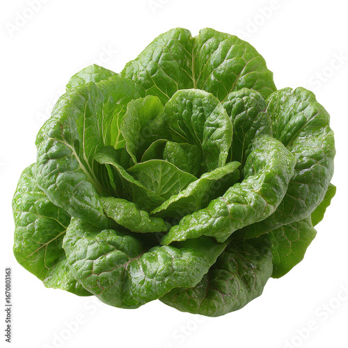Organic green oakleaf lettuce isolated on transparent background, lettuce salad showcased