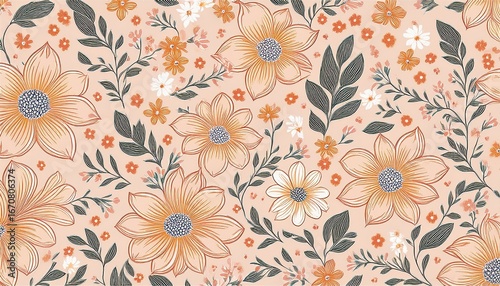 Wallpaper Mural ditsy cream pattern Torontodigital.ca