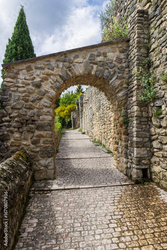 La Laupie, in the Drôme department, Auvergne-Rhône-Alpes. Little city in southeastern France, La Laupie is a picturesque medieval village perched on a hill, with renovated houses and flowery alleys