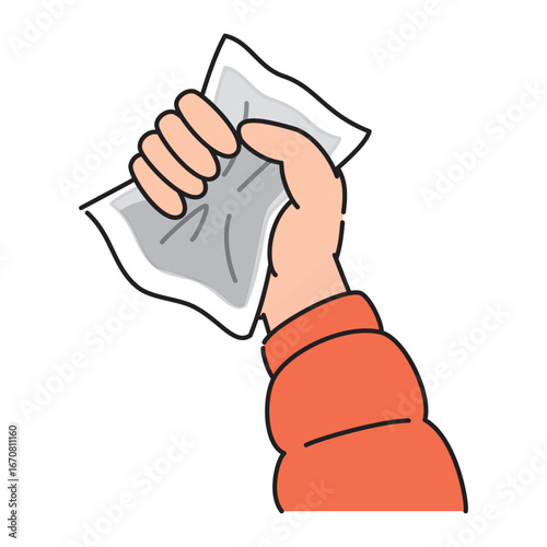 使い捨てカイロを握る手のイラスト/Hand Holding Disposable Hand Warmer - Winter Illustration