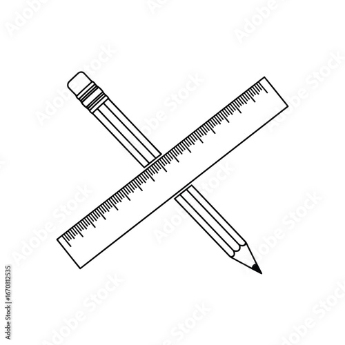 Crossed Pencil and Ruler A Classic Combination for Design Concepts