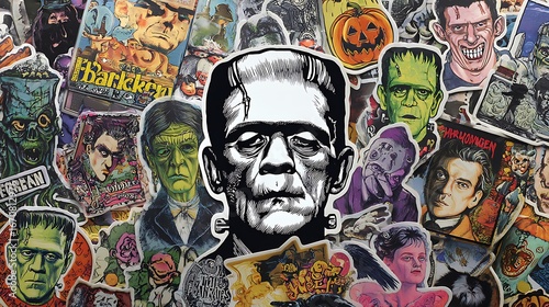 image of a Frankenstein themed sticker
