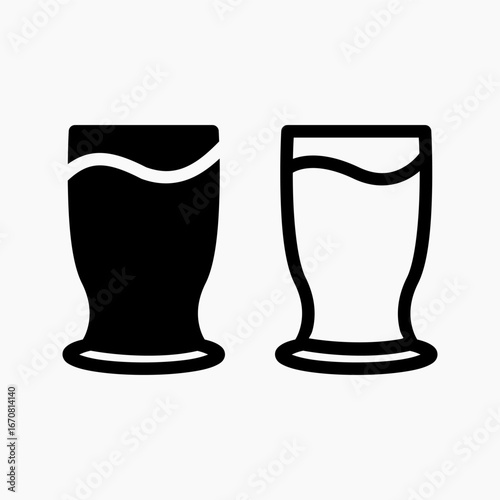 Drinking Glass Icon in Outline and Solid Style